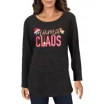 Lisa International Womens Mama Claus Black Graphic T-Shirt XS BHFO 6540