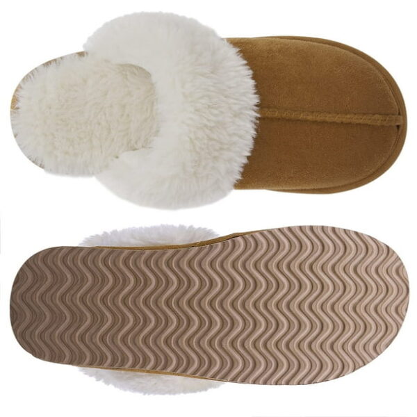 Litfun Women's Fuzzy Memory Foam Slippers Warm Comfy Winter House Shoes, Brown, Size 8-8.5