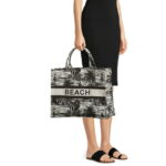 London Fog Women's Beach Canvas Tote Bag Black