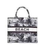 London Fog Women's Beach Canvas Tote Bag Black