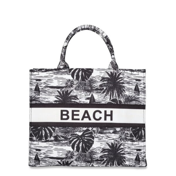 London Fog Women's Beach Canvas Tote Bag Black