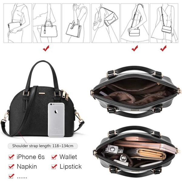 Lovevook Dome Satchel Handbags for Women, Small Crossbody Bags Shoulder Purse with Classic Double Zip -Black