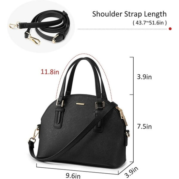 Lovevook Dome Satchel Handbags for Women, Small Crossbody Bags Shoulder Purse with Classic Double Zip -Black