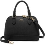 Lovevook Dome Satchel Handbags for Women, Small Crossbody Bags Shoulder Purse with Classic Double Zip -Black