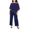 MSK Womens Navy Off-The-Shoulder Embellished Jumpsuit Plus 3X BHFO 4424