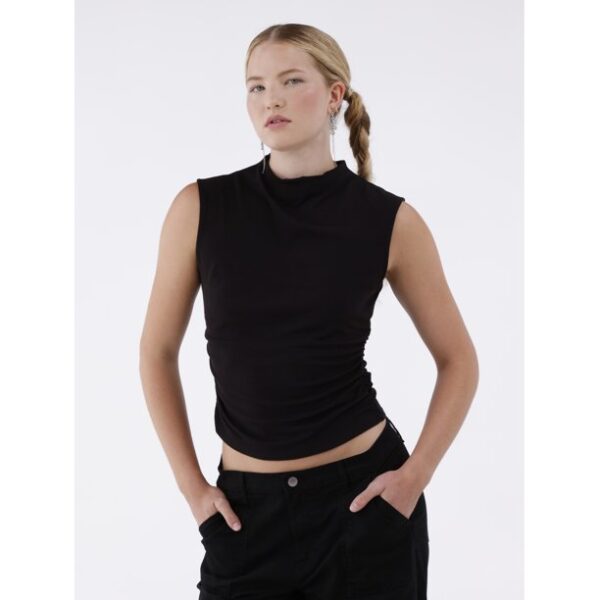 No Boundaries Funnel Neck Ruched Tee, Women’s and Women's Plus