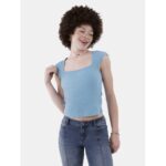 No Boundaries Ribbed Square Neck Top, Women’s and Women’s Plus