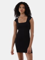 No Boundaries Square Neck Mini Dress with Cap Sleeves, Women’s and Women’s Plus