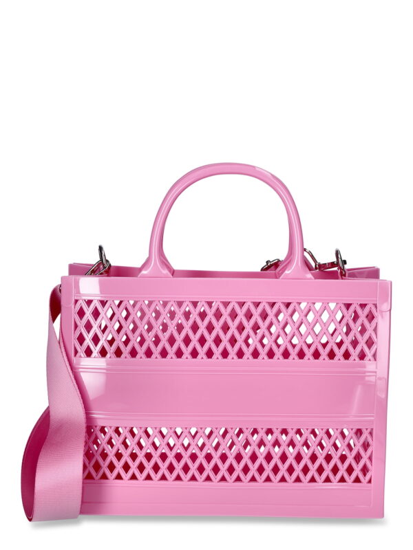 No Boundaries Women's Lattice Jelly Tote Bag with Shoulder Strap, Flamingo