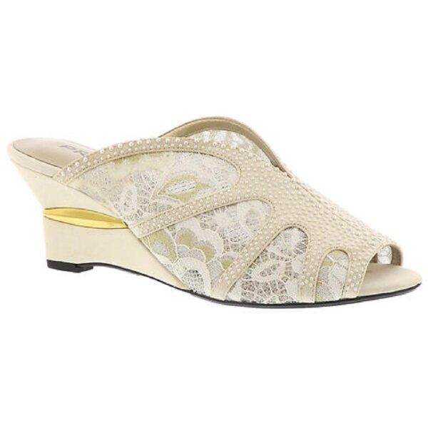 Proxy Womens Ivory Lace Evening Mule Sandals Shoes 11 Wide (C,D,W) BHFO 5114