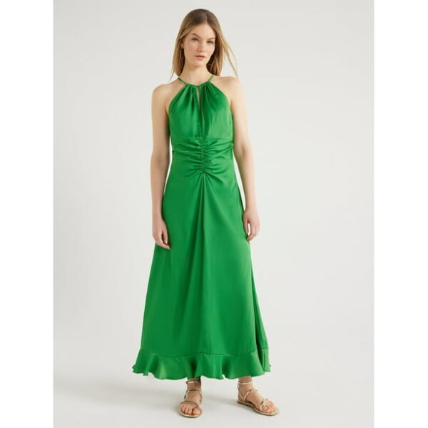 Scoop Women's Ruched Halter Dress, Sizes XS-XXL