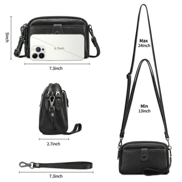 Sendefn Crossbody Bags for Women Small Genuine Leather Shoulder Purse Cross Body Bag with Wristlet Top Zipper