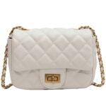 Sexy Dance Women Small Crossbody Bags Zipper PU Leather Handbag Ladies Chain Quilted Satchel Multi Pocket Purses White