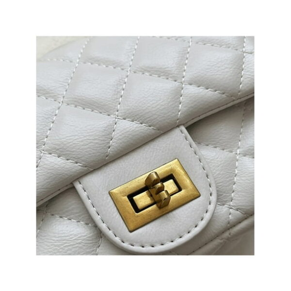 Sexy Dance Women Small Crossbody Bags Zipper PU Leather Handbag Ladies Chain Quilted Satchel Multi Pocket Purses White