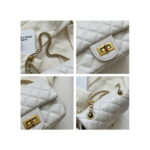 Sexy Dance Women Small Crossbody Bags Zipper PU Leather Handbag Ladies Chain Quilted Satchel Multi Pocket Purses White