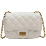 Sexy Dance Women Small Crossbody Bags Zipper PU Leather Handbag Ladies Chain Quilted Satchel Multi Pocket Purses White