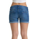 SHCKE Women's Mid Rise Roll Up Short Denim Shorts Women Stretch Summer Jean Shorts Denim Shorts Stretchy Folded Hem Short Jeans