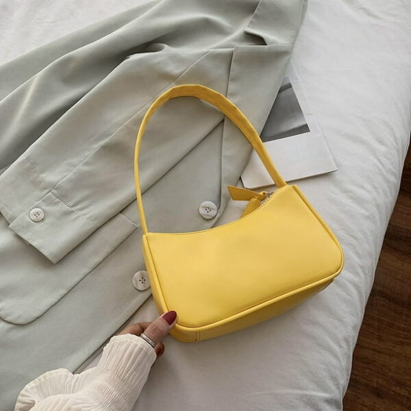 Simple Elegant Women Small Shoulder Bag Pure Color Sling Handbags (White)