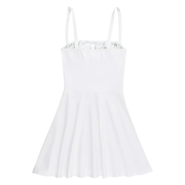 TIANEK Dress for Women White Mini Dresses Color Elegant Sexy Sweet Lace Pleated High Waist Dress Sundress Juniors