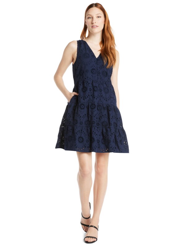 Time and Tru Women's and Women's Plus Cotton Blend Tiered Eyelet Dress, Sizes XS-4X