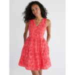 Time and Tru Women's and Women's Plus Cotton Blend Tiered Eyelet Dress, Sizes XS-4X