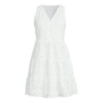 Time and Tru Women's and Women's Plus Cotton Blend Tiered Eyelet Dress, Sizes XS-4X