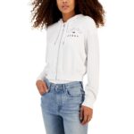 Tommy Hilfiger Womens White Gathered Zipper Athletic Jacket Jacket XS BHFO 7060