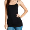 Women & Juniors Adjustable Spaghetti Strap Basic Camisole Long Tunic Tank Top