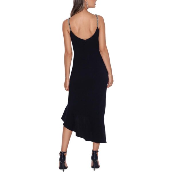 Xscape Womens Black Pleated Long Asymmetric Sheath Dress Petites 14P BHFO 9419