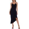 Xscape Womens Black Pleated Long Asymmetric Sheath Dress Petites 14P BHFO 9419