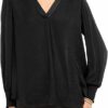 Alfani Womens Smocked V-Neck Pullover Top