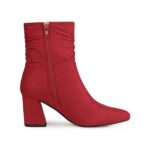 Allegra K Women's Pointy Toe Slouches Zipper Block Heel Ankle Boots