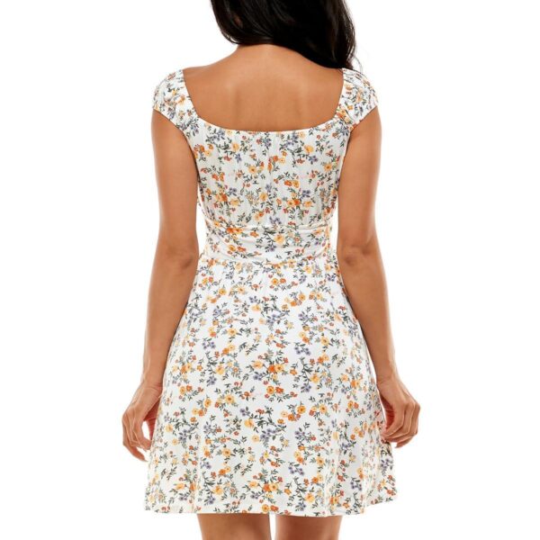 Almost Famous Womens White Jersey Floral Fit & Flare Dress Juniors M BHFO 9051