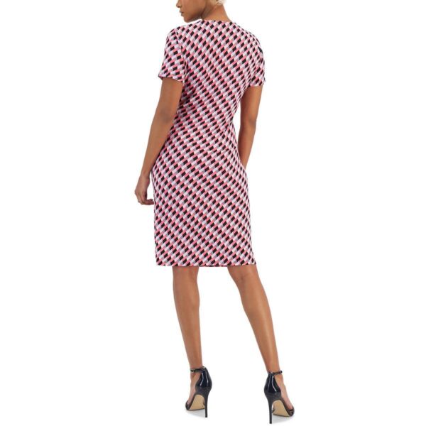 Anne Klein Womens Geometric Print Knee Length Embellished Wrap Dress BHFO 4727