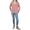 Anne Klein Womens Pink Knit Long Sleeve Shirt V-Neck Sweater Top M BHFO 2540