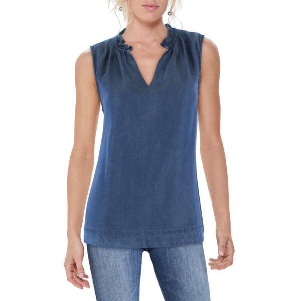 Anne Klein Womens Tencel Denim Tank Blouse Shirt BHFO 6508