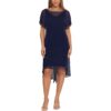 B&A by Betsy and Adam Womens Navy Sheer Cocktail and Party Dress 6 BHFO 9858