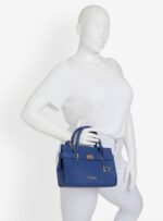 Bebe Womens Evie Blue Faux Leather Satchel NewHandbag Purse Small E03-3459Us 1Sz