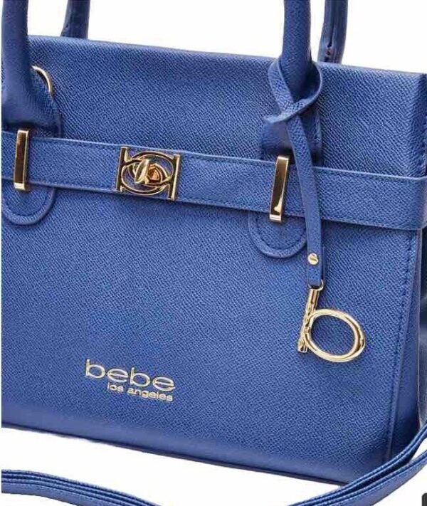 Bebe Womens Evie Blue Faux Leather Satchel NewHandbag Purse Small E03-3459Us 1Sz