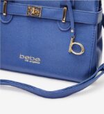 Bebe Womens Evie Blue Faux Leather Satchel NewHandbag Purse Small E03-3459Us 1Sz