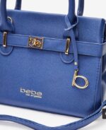 Bebe Womens Evie Blue Faux Leather Satchel NewHandbag Purse Small E03-3459Us 1Sz