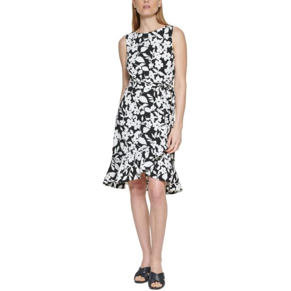 Calvin Klein Womens Belted Midi Ruffled Wear to Work Dress Petites BHFO 2261