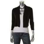 Calvin Klein Womens Black Open Front 3/4 Sleeves Shrug Jacket XL BHFO 7219