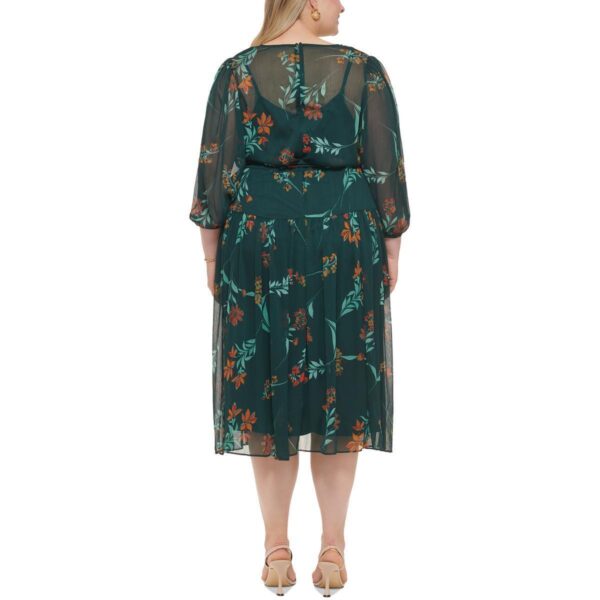 Calvin Klein Womens Chiffon Floral Midi Fit & Flare Dress Plus BHFO 8110