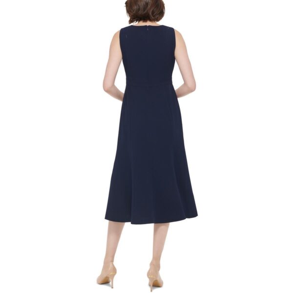 Calvin Klein Womens Navy V-Neck A-Line Work Midi Dress 4 BHFO 4877