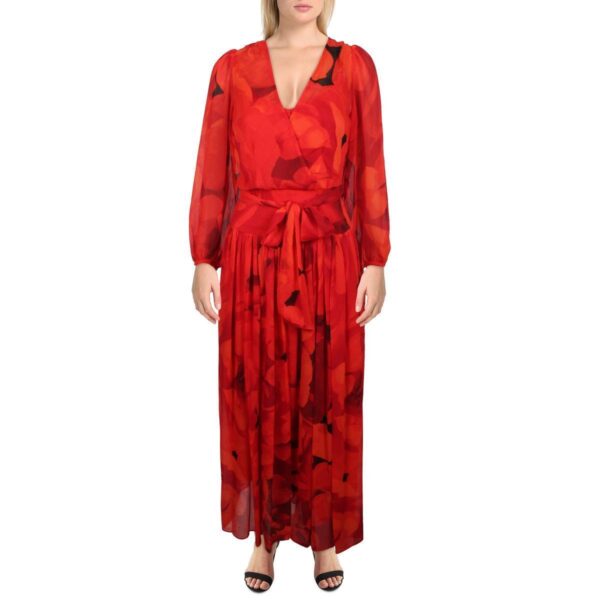 Calvin Klein Womens Red Belted Long Wedding Maxi Dress 2 BHFO 8755