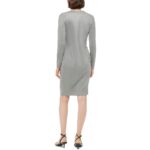 Calvin Klein Womens Silver Faux Suede Midi Semi Formal Wrap Dress 14 BHFO 0570