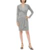 Calvin Klein Womens Silver Faux Suede Midi Semi Formal Wrap Dress 14 BHFO 0570