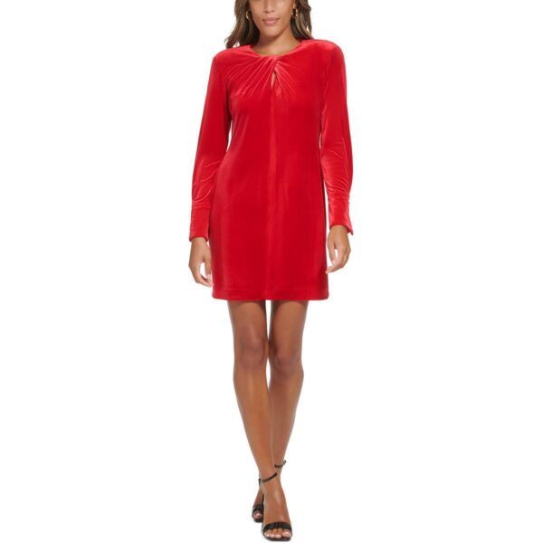 Calvin Klein Womens Velvet Knee Long Sleeve Sheath Dress BHFO 2537