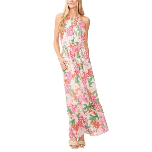 CeCe Womens Georgette Floral Print Halter Maxi Dress Gown BHFO 4634